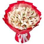 Букет из 25 белых орхидей